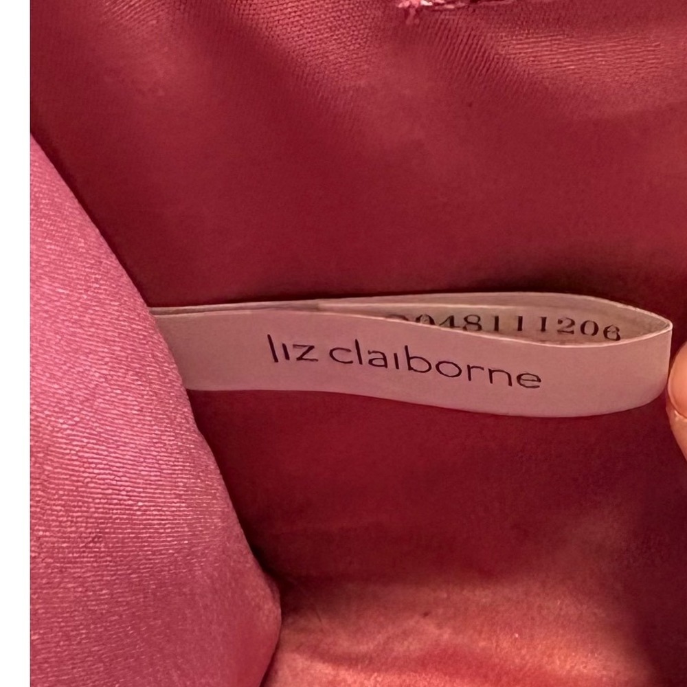 Liz Claiborne VINTAGE 90s Pink Croc Embossed Faux Leather Purse with Bow Y2K - Picture 11 of 11